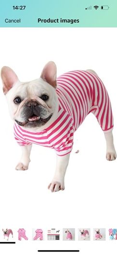 Dog Clothes,Dog Classic Striped Pajamas Soft Cotton Jumpsuit Pug French Bulldog Onesies Costume for Cats Puppy Small Medium Dogs(Pink,S,M)L