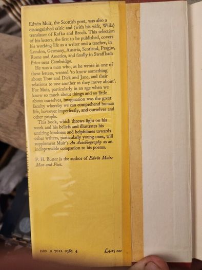 Selected Letters Of Edwin Muir. Edited By P. J. Butter. First Edition Hardback With Dustjacket In Good Condition. 38.