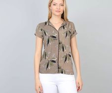 Kelly & Grace Feather Print Blouse