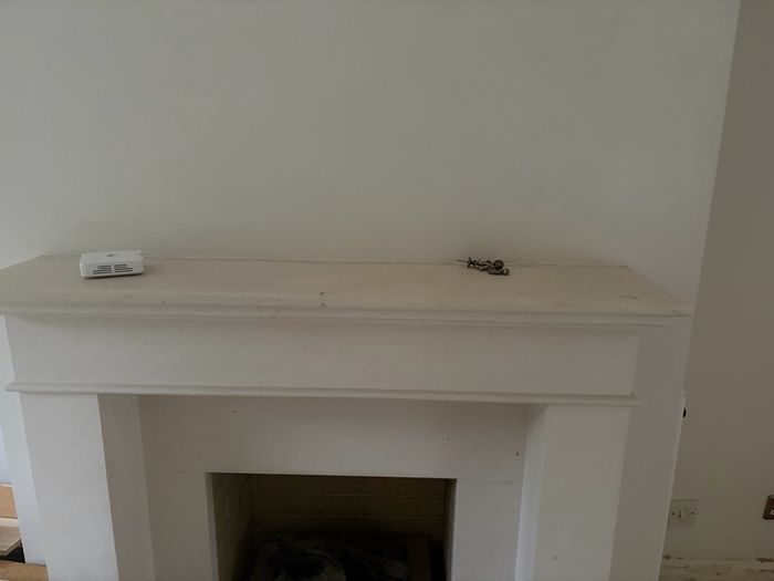 Cream Marble Fireplace Surround & Matching Hearth