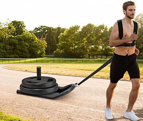 Weight Sledge for Workout and Fitness Strength Training - For Athletic Exercises, Speed Improvement, Easy Through Obstacles, Suitable for 1" Weight Plate