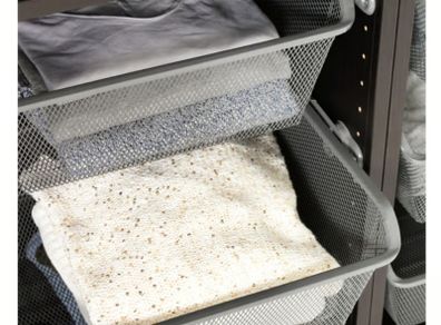 Ikea Komplement dark grey mesh basket with pull-out rail 69x54 cm, 2 available