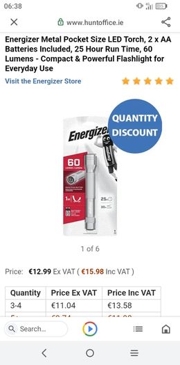 New sealed Energizer metal torch