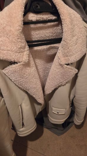 Zara Mens Cream Biker Jacket