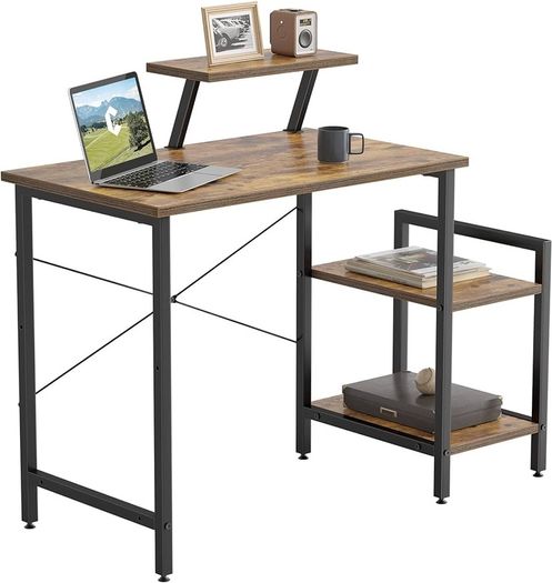 MASSIVE SALE, MULTIPLE COLOURS IN STOCK Small Computer Desk 80 x 50 cm Home Office Multipurpose Writing Desk with Extra Storage Rack and Moveable Shelf,Rustic Brown
