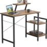 MASSIVE SALE, MULTIPLE COLOURS IN STOCK Small Computer Desk 80 x 50 cm Home Office Multipurpose Writing Desk with Extra Storage Rack and Moveable Shelf,Rustic Brown Image 2