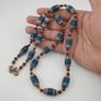 Antique Venetian Style Deep Teal Blue Glass Beads Necklace Image 7