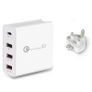QC 3.0 & PD USB 4 Ports Wall Fast Charger 48W [2 Power Plugs (US/UK)] (Brand New/Warranty) Image 2