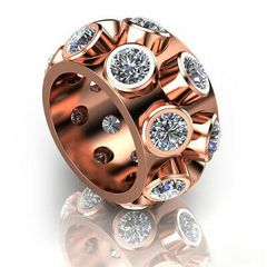 Rose Gold Hollow Out Ring Luxury Round White Sapphire CZ Women Wedding Jewelry
