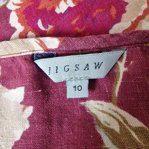Vintage Y2K floral linen midi dress Made in UK by Jigsaw size 8-10