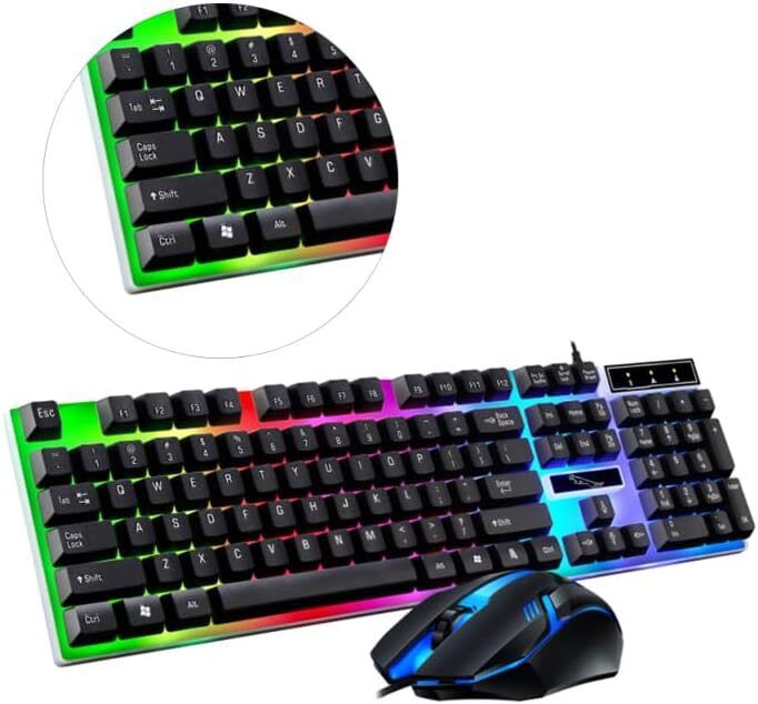 Wired Gaming Keyboard and Mouse Set with Led Backlight Ergonomic Design Liquid-Resistant Keyboard for Comfortable Long-Term Use
