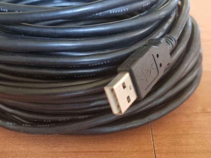 USB 2.0 Active Repeater Cable, specifically a PTC 32Ft (roughly 10 meters) model designed to extend USB signal range