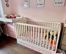 IKEA STUVA / FRITIDS Pink Cot/Toddler Bed + Changing Table/Desk
