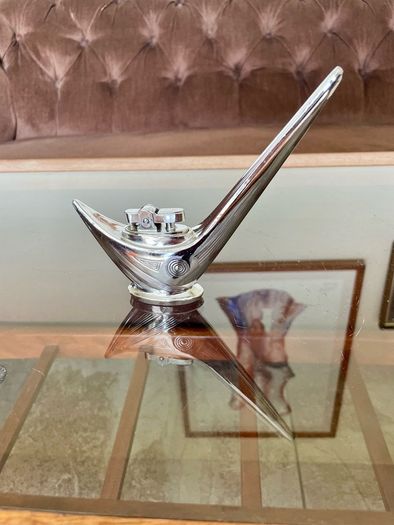 Rare Uber Vintage Retro Lighter 1960s Chrome Steel with Art Deco Geometric Design