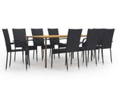 9 Piece Garden Dining Set Poly Rattan Black