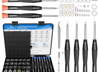 Glasses Repair Kit, Eyeglass Repair Kit with Screws Nose Pads