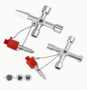 4 In 1 Universal Key 2 pcs, Switch Cabinet Key/ Utilities Key/ Square Key/ Triangular Key, new, unopened.
