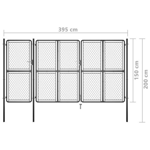 Garden Gate Steel 150x395 cm Anthracite