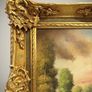Scenic Forest & Lakeside Landscape Statement Framed Oil Painting Image 2