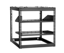 10U Open Frame Network Rack, 585 mm Depth, Wall Mounted or Floor Standing Server Rack, Heavy Duty 4 Post, with Vented Shelves & Mounting Hardware