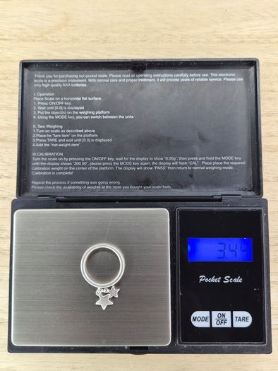 John Rocha Solid Sterling Silver Dangle Star Charm Ring 925 Size M / UK M