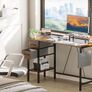 Computer Desk with Drawers Power Outlets 100 cm Office Storage Monitor Stand Reversible Small Desks for Home Bedroom Brown Image 4