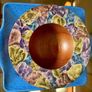 Hand Lathed Signed Coloured Edge Bowl Solid Mahogany Image 2