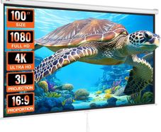 VEVOR Manual Pull Down Projector Screen, 100 inch 16:9 4K 1080 HD Retractable Projector Screen