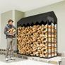 Outdoor log rack, log shelf with 600D Oxford protective cover capacity, steel 186x70x185cm Image 4