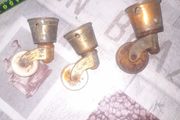 3 Antique Casters 2 with Porcelain Wheels and 1 with Brass Wheel Postage Available or Collection