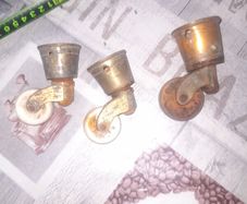 3 Antique Casters 2 with Porcelain Wheels and 1 with Brass Wheel Postage Available or Collection