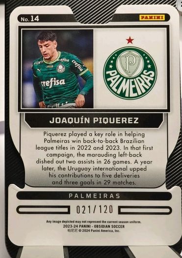 Panini Obsidian Supernova #14 Joaquin Piquerez RC, Palmeiras 021/120