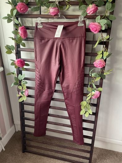 leggings Bnwt burgundy fake leather biker style leggings m/l
