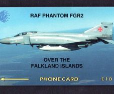 1995 Falkland Islands 10 RAF Phantom FGR2 - Over The Falkland Islands (GPT - Magnetic) Phone Card