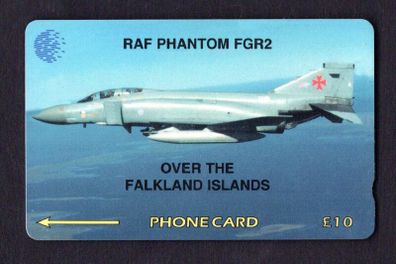1995 Falkland Islands 10 RAF Phantom FGR2 - Over The Falkland Islands (GPT - Magnetic) Phone Card