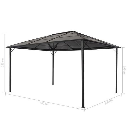 Gazebo 4x3m Aluminium Hard Roof