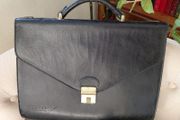 Vintage French black leather briefcase