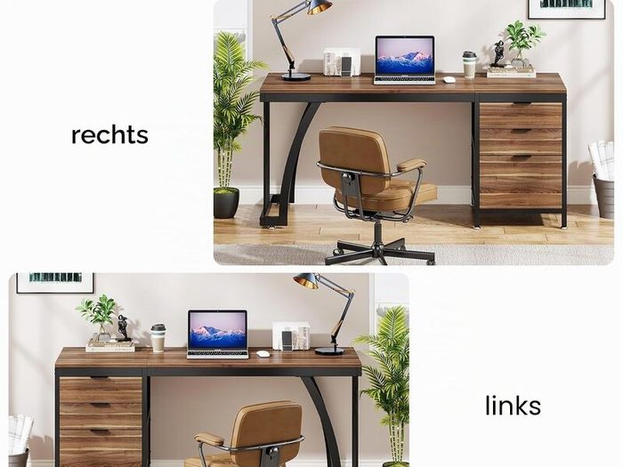 Industrial Computer Desk Work Table with File Storage 150 cm with 3 Drawers with Reversible Shelf