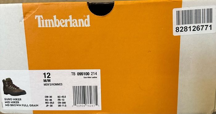 Bnib Timberland Euro Hiker Mid Hiker Md Brown Full Grain Sz. 11.5