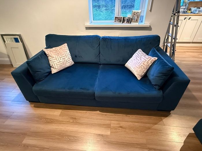 DFS Navy Plush Sofa
