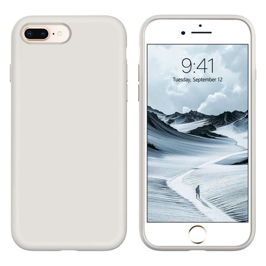 Liquid Silicone Case For iPhone 8 Plus / 7 Plus Luxury Thin Soft Phone Cover New Grey - FHT07IP8PLK