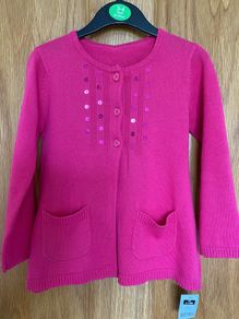 Brand New Girls Cotton Rich Pink Cardigan with Sequins