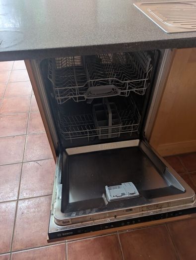 Entire Kitchen including Neff Double Oven, Integrated Fridge-Freezer, Bosch Dishwasher,  Faber Extractor fan, and Microwave.