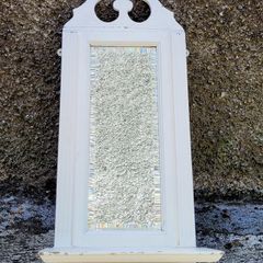 Antique carved wood mirror/wall shelf