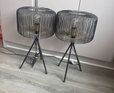 2 black table lamps