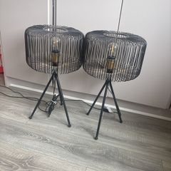 2 black table lamps