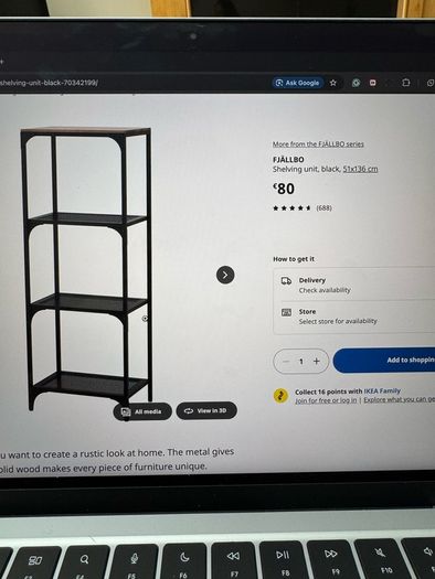 Rustic shelving unit, black metal and a wooden top. Beautiful and functional. Perfect conditions.