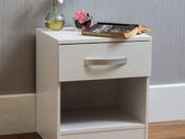 High Gloss 1 Drawer Bedside Cabinet, White, 47 x 40 x 36 cm