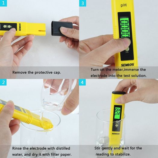 0.01 Resolution Digital PH Meter Large LCD Pen Water Quality Tester with Auto Calibration Function and 0.00-14.00 Measurement Range