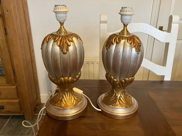 Two large table lamps - Gold & Silver